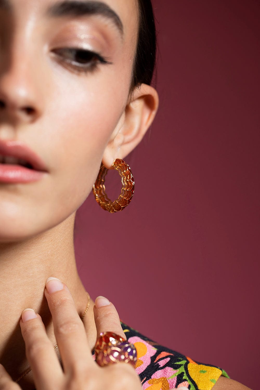 ARK-Orange Aura Dreamweaver Hoops-YELLOW GOLD