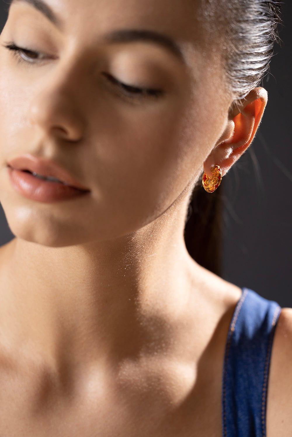 ARK-Orange Aura Small Dreamweaver Hoops-YELLOW GOLD