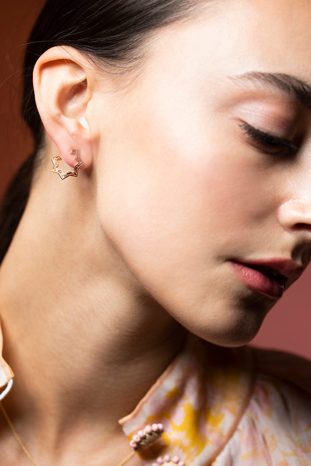 ARK-Orange Ombre Star-Light Front Facing Hoops-YELLOW GOLD