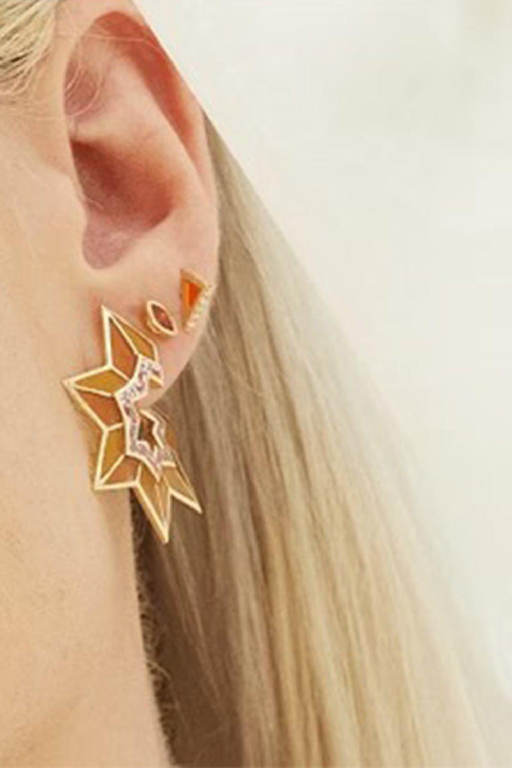 ARK-Orange Plique Spark Studs-YELLOW GOLD