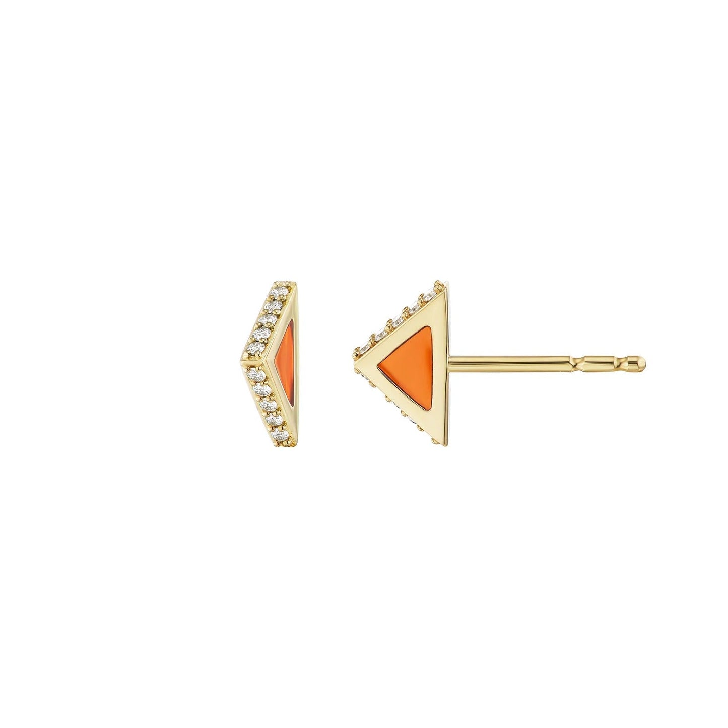 ARK-Orange Plique Spark Studs-YELLOW GOLD