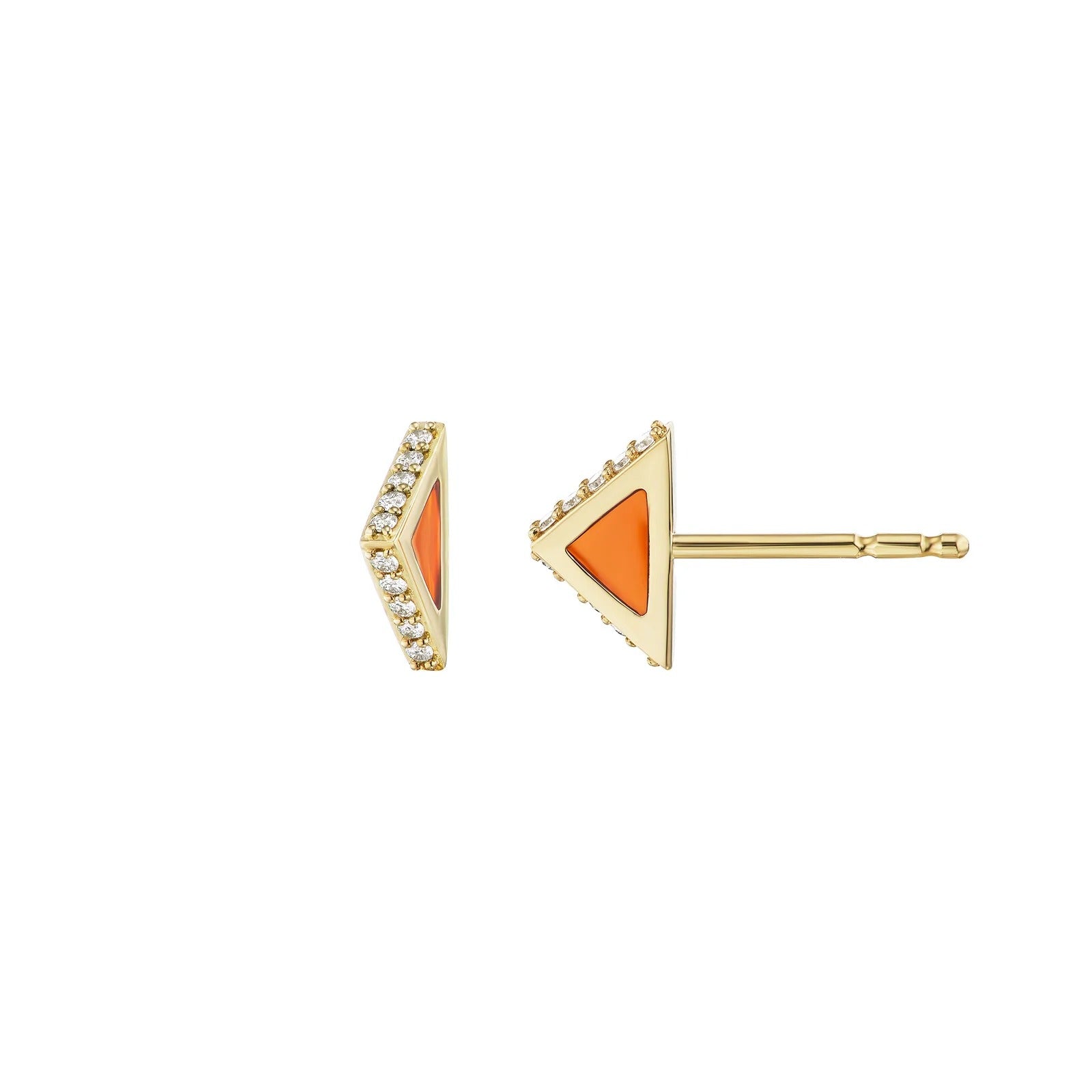 ARK-Orange Plique Spark Studs-YELLOW GOLD