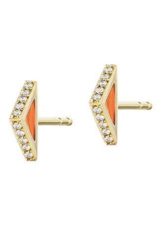 ARK-Orange Plique Spark Studs-YELLOW GOLD