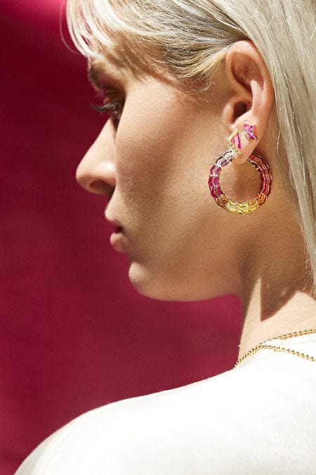 ARK-Pink Tiara Studs-YELLOW GOLD