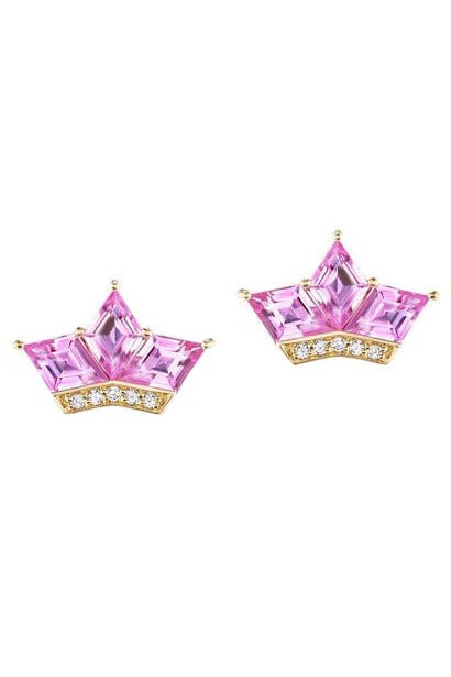 ARK-Pink Tiara Studs-YELLOW GOLD