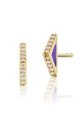 ARK-Purple Plique Spark Studs-YELLOW GOLD