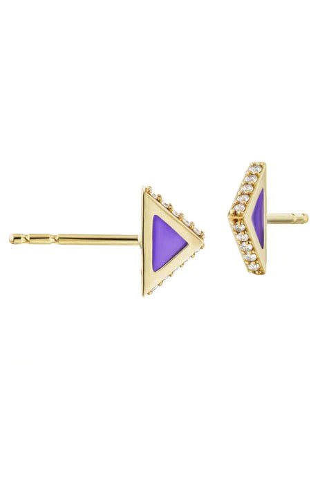 ARK-Purple Plique Spark Studs-YELLOW GOLD