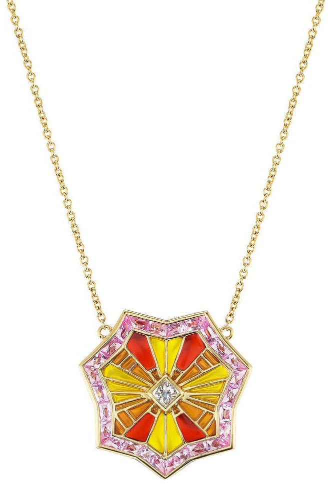 ARK-Om Plique-à-jour Necklace-YELLOW GOLD