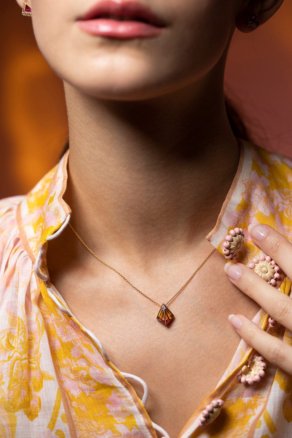 ARK-Pink Sapphire Monarch Necklace-YELLOW GOLD