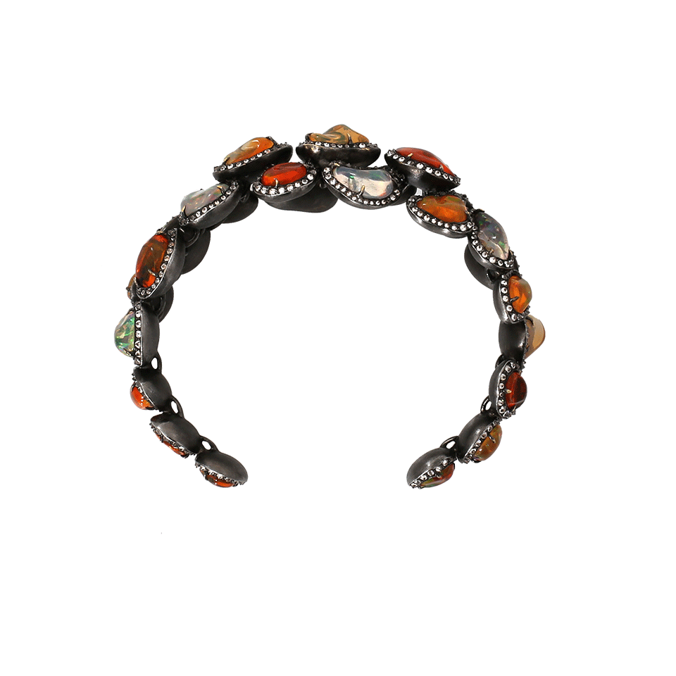 ARUNASHI-Fire Opal And Diamonds Bangle-BLACK GOLD