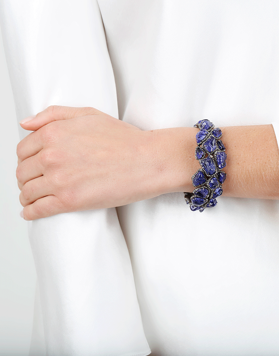ARUNASHI-Tanzanite And Diamond Bangle-BLACK GOLD