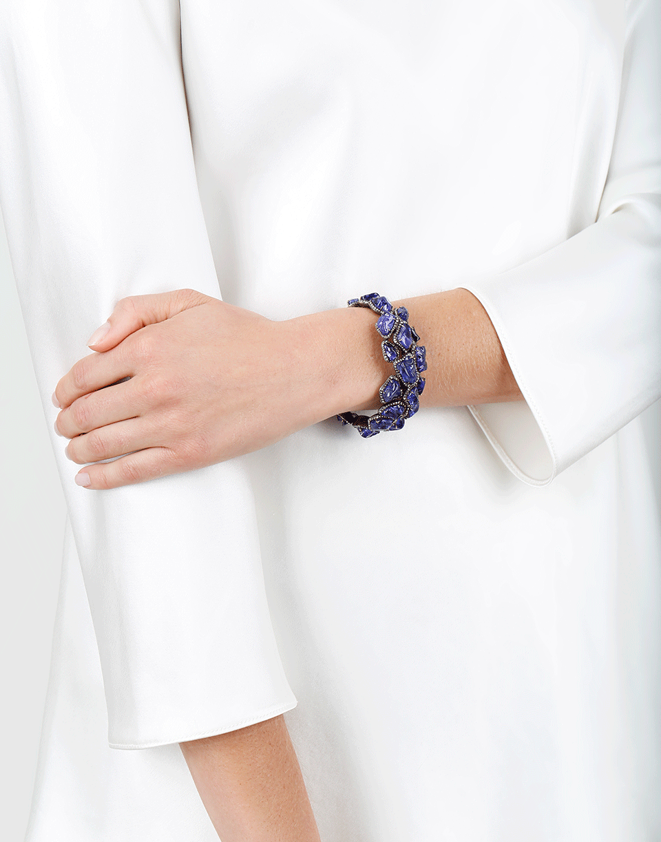ARUNASHI-Tanzanite And Diamond Bangle-BLACK GOLD
