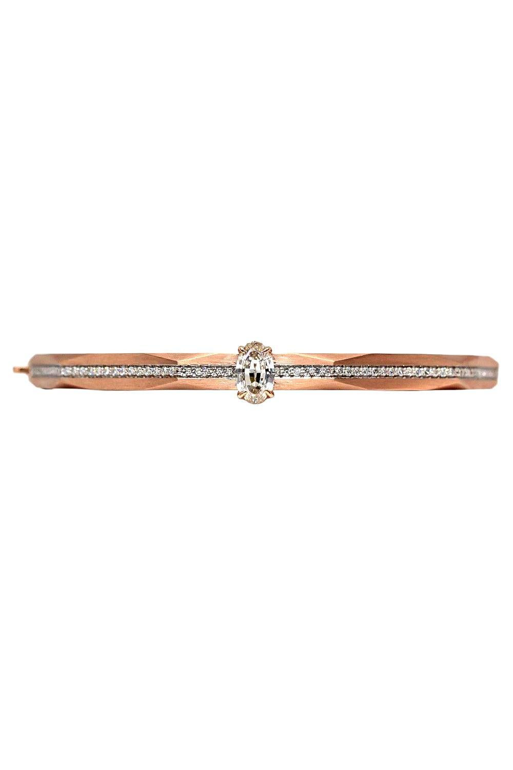 Diamond Enigma Geometric Oval Bangle Bracelet-ROSE GOLD-JEWELRYFINE JEWELBRACELET O-ARUNASHI
