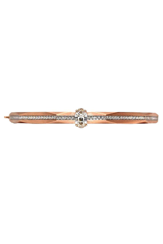 Diamond Enigma Geometric Oval Bangle Bracelet-ROSE GOLD-JEWELRYFINE JEWELBRACELET O-ARUNASHI