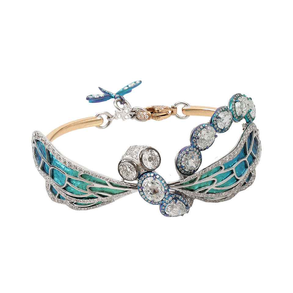 ARUNASHI-Diamond Dragonfly Bracelet-WHITE GOLD