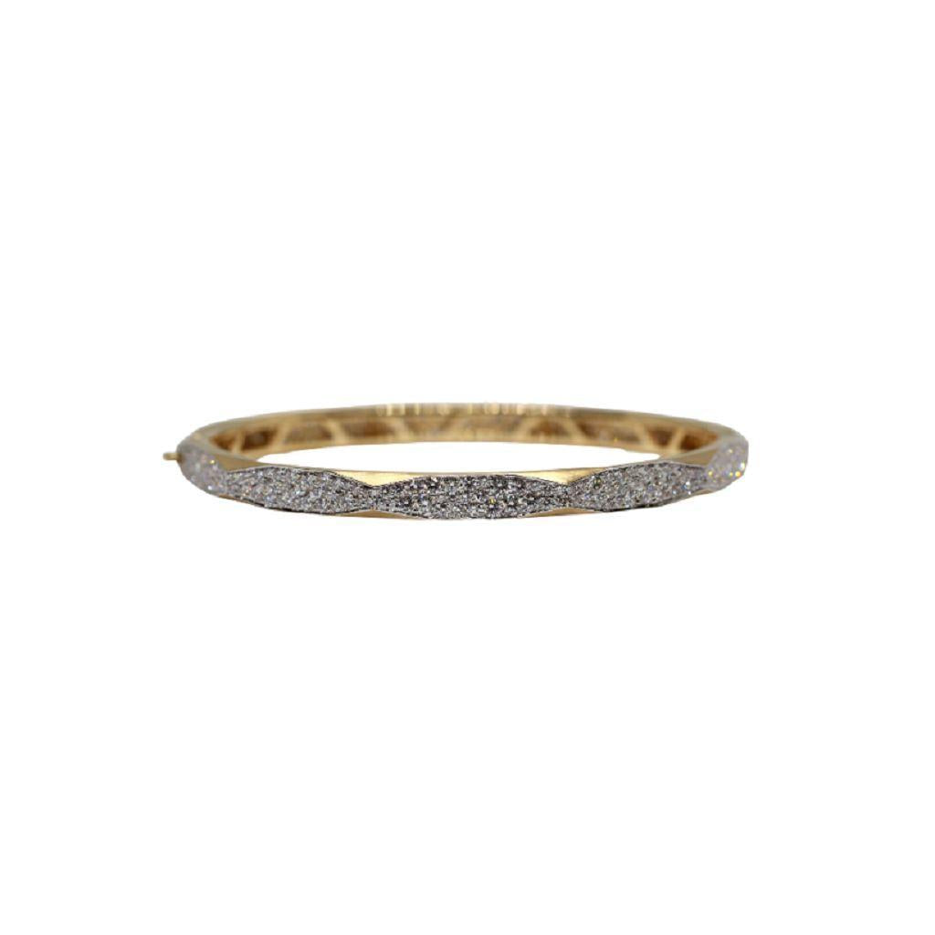 Diamond Half Micro Pave Enigma Bangle Bracelet-YELLOW GOLD-JEWELRYFINE JEWELBRACELET O-ARUNASHI