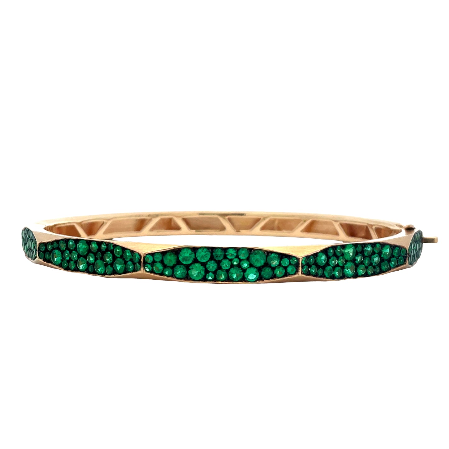 Emerald Micro Pave Enigma Bangle Bracelet-YELLOW GOLD-JEWELRYFINE JEWELBRACELET O-ARUNASHI