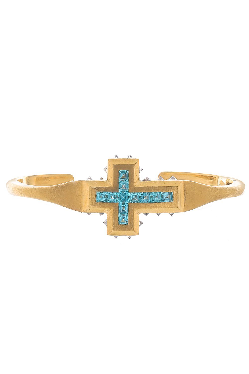 ARUNASHI-Paraiba Cross Bracelet-YELLOW GOLD