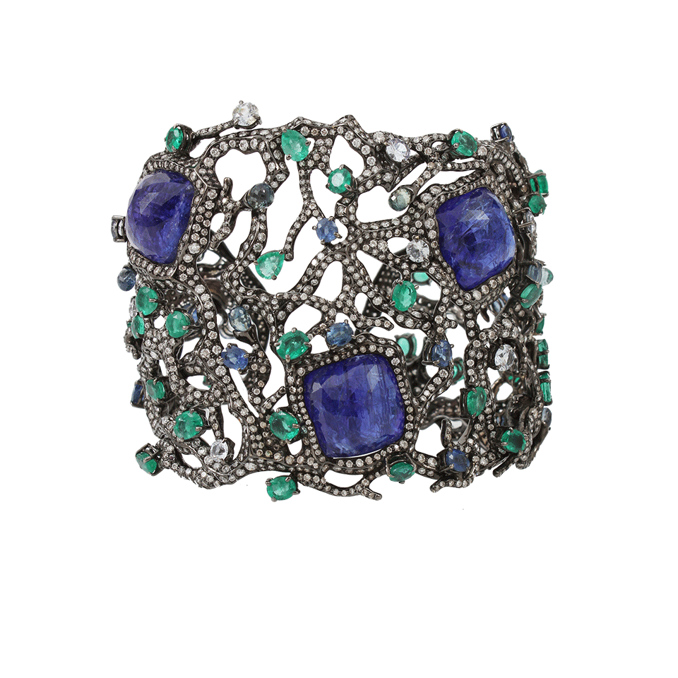ARUNASHI-Tanzanite Jungle Cuff Bracelet-BLACK GOLD