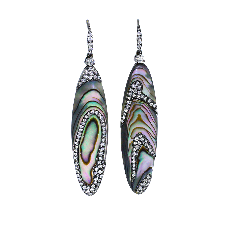 ARUNASHI-Abalone And Diamond Pave Earrings-BLACK GOLD