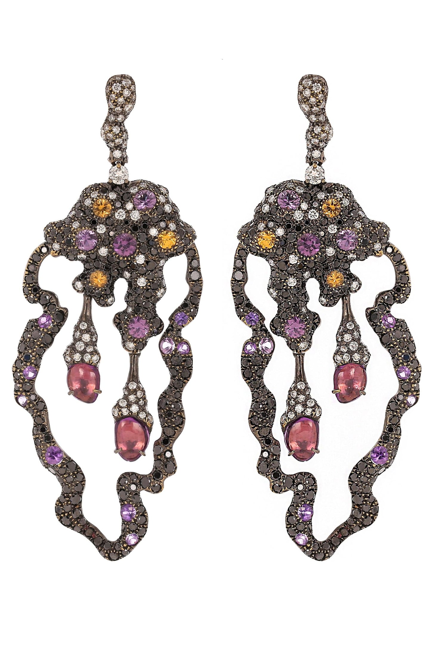 ARUNASHI-Abstract Pear Earrings-BLACK GOLD