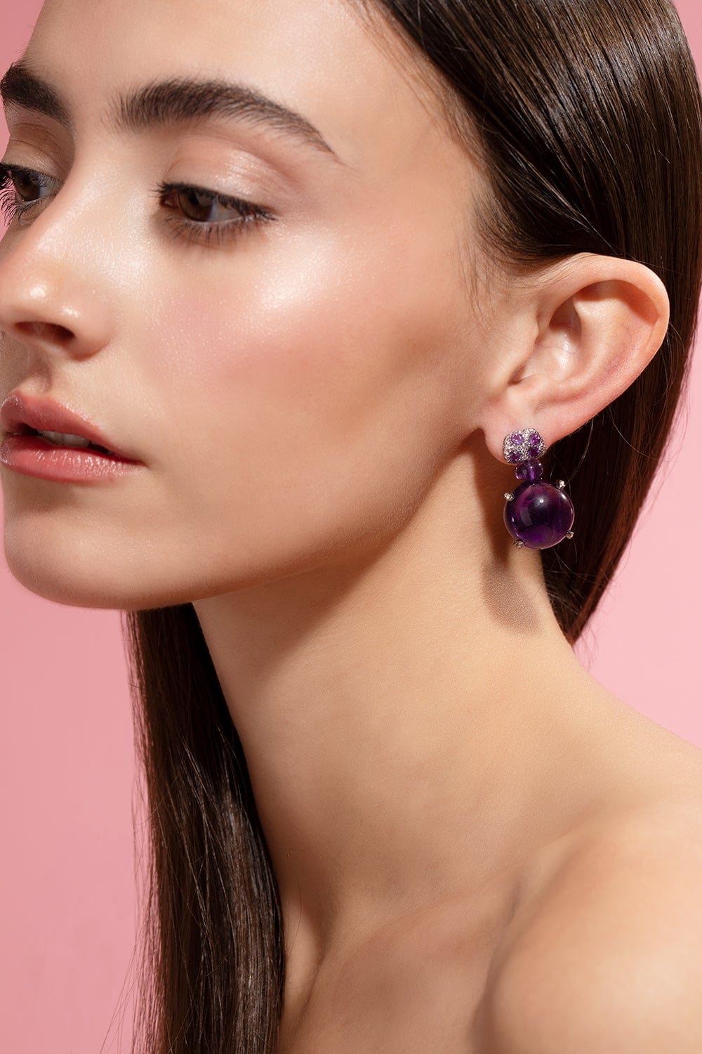 ARUNASHI-Amethyst Earrings-BLACK GOLD