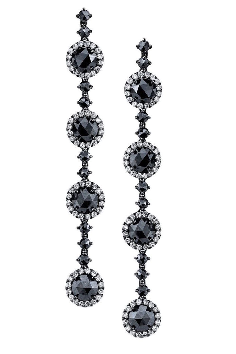 ARUNASHI-Black Diamond Drop Earrings-BLACK GOLD