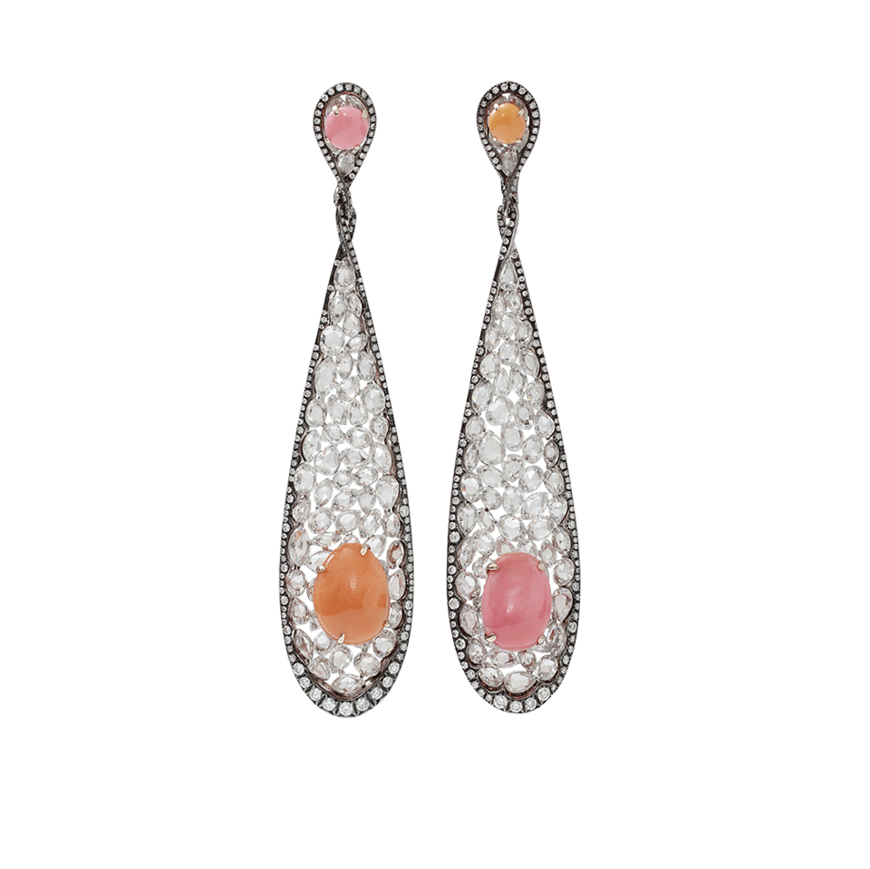 ARUNASHI-Conch Pearl And Diamond Earrings-BLACK GOLD