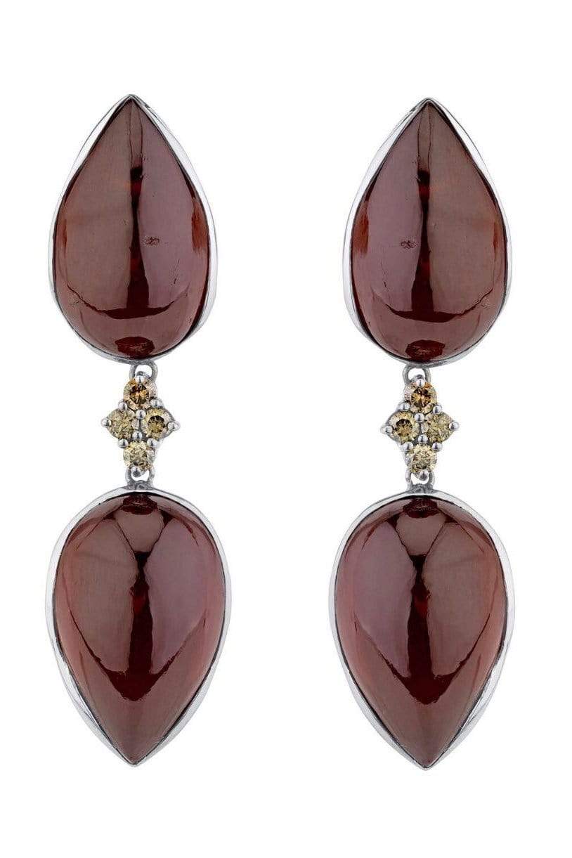 ARUNASHI-Hessonite Garnet Drop Earrings-BLACK GOLD