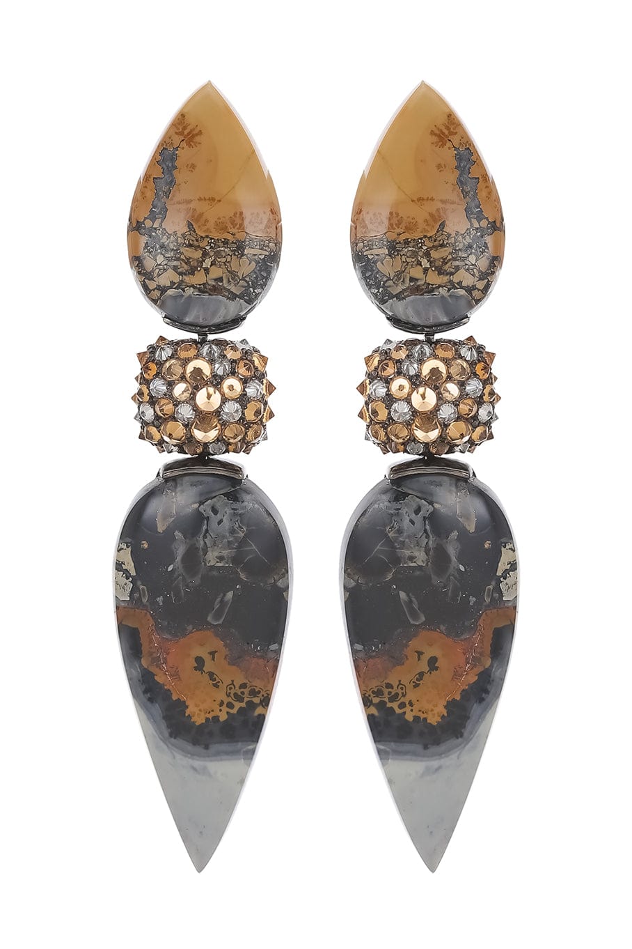 ARUNASHI-Malignano and Madarin Garnet Earrings-BLACK GOLD