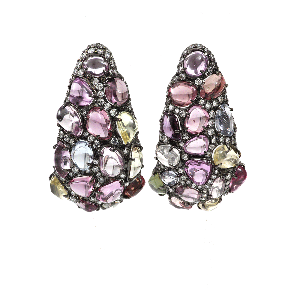 ARUNASHI-Multi-Color Sapphire Earrings-BLACK GOLD
