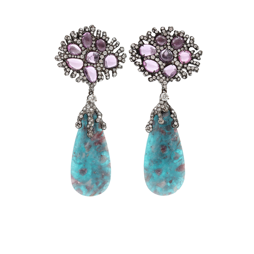 ARUNASHI-Paraiba Drop Earrings-BLACK GOLD