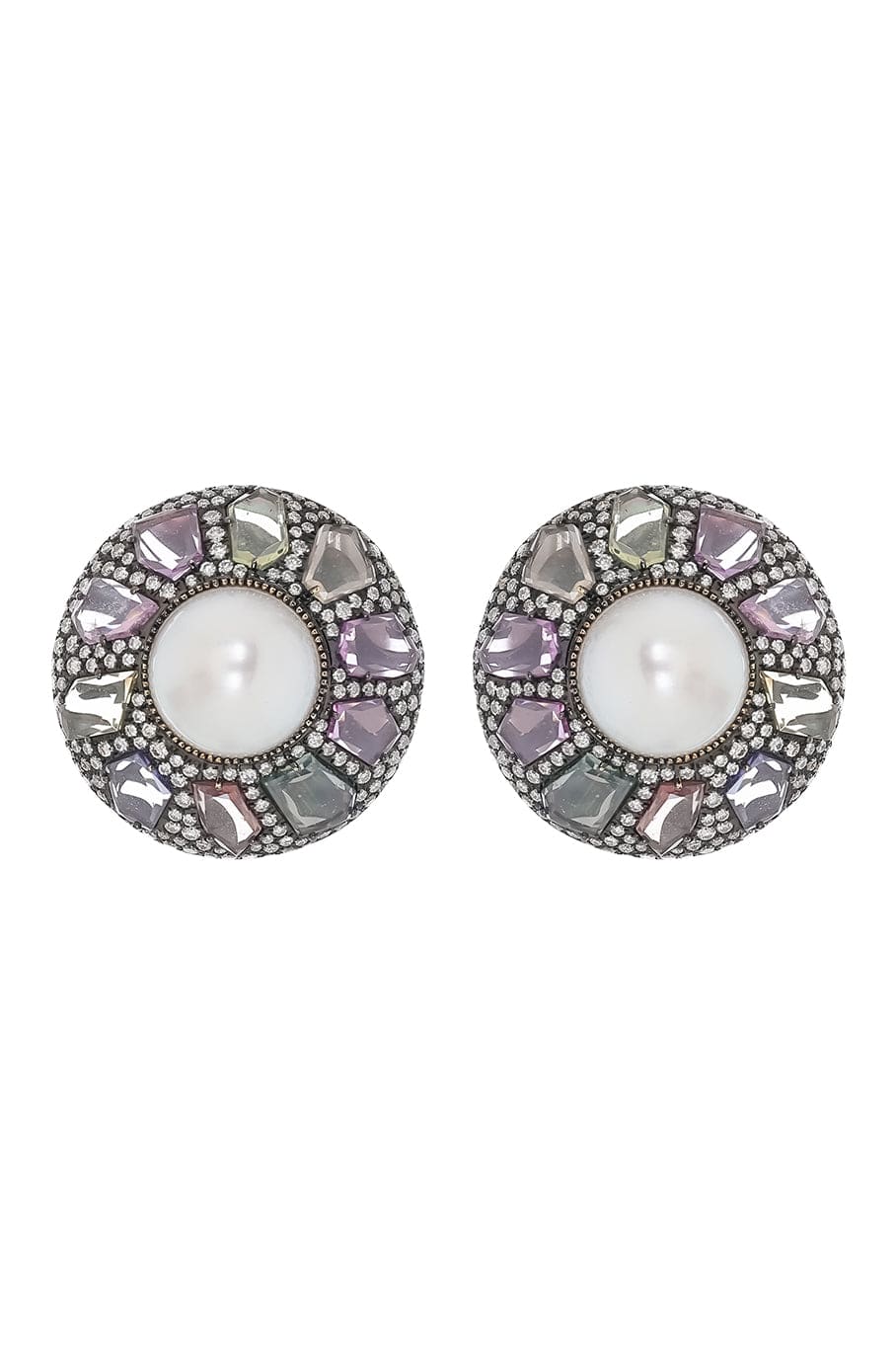 ARUNASHI-Pearl and Sapphire Earrings-BLACK GOLD