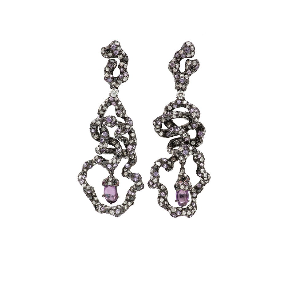 ARUNASHI-Pink Sapphire Free Form Earrings-BLACK GOLD