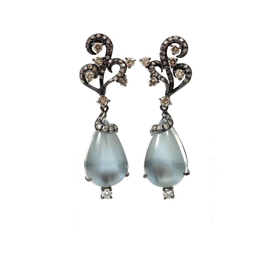 ARUNASHI-Silver Moonstone Carnival Earrings-BLACK GOLD