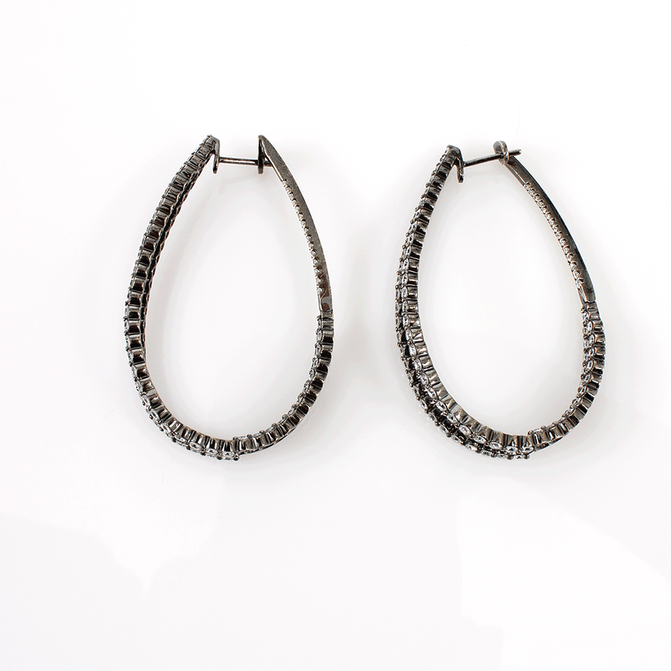 ARUNASHI-Two Line Diamond Hoop Earrings-BLACK GOLD