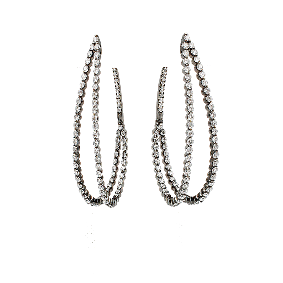 ARUNASHI-Two Line Diamond Hoop Earrings-BLACK GOLD