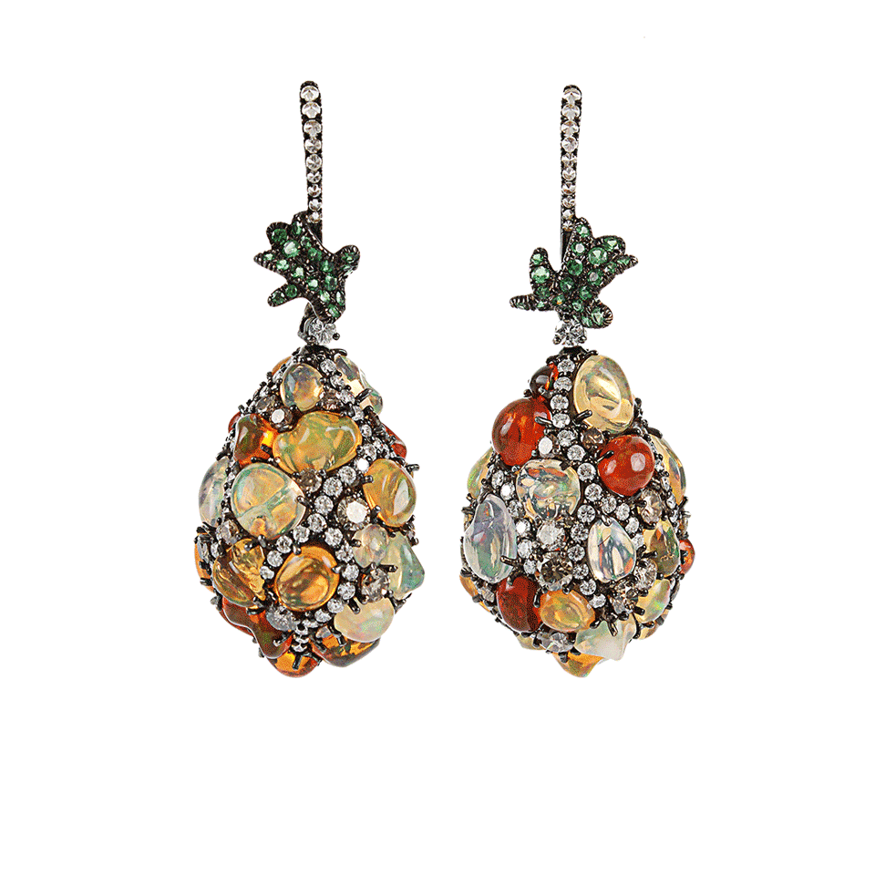 ARUNASHI-Fire Opal Egg Drop Earrings-BLCK GLD