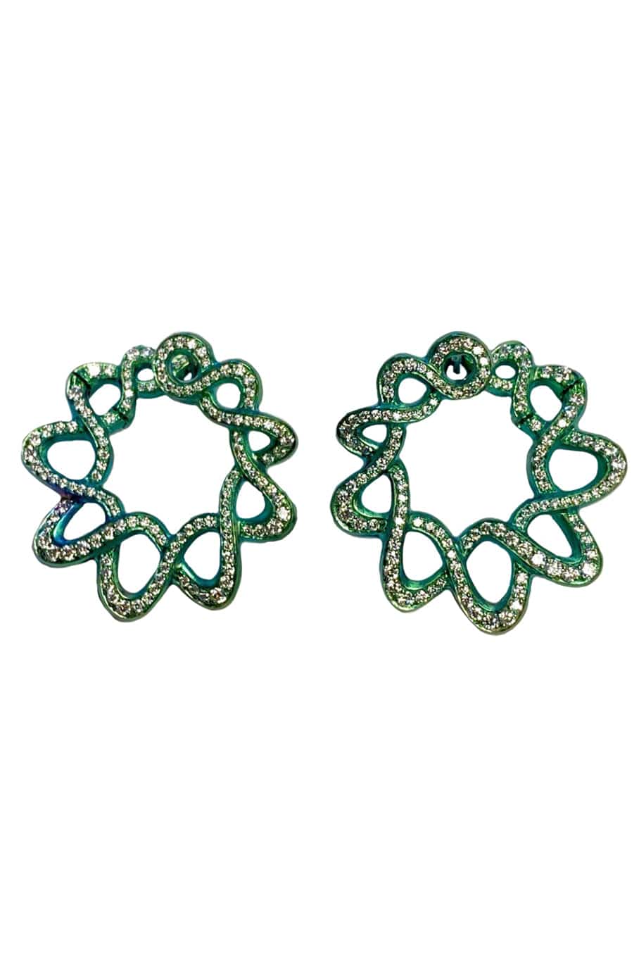 ARUNASHI-Diamond Double Helix Earrings-TITANIUM