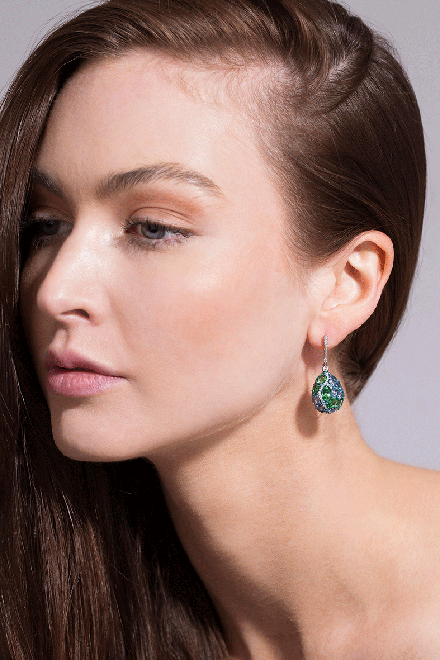 ARUNASHI-Egg Drop Earrings-TITANIUM