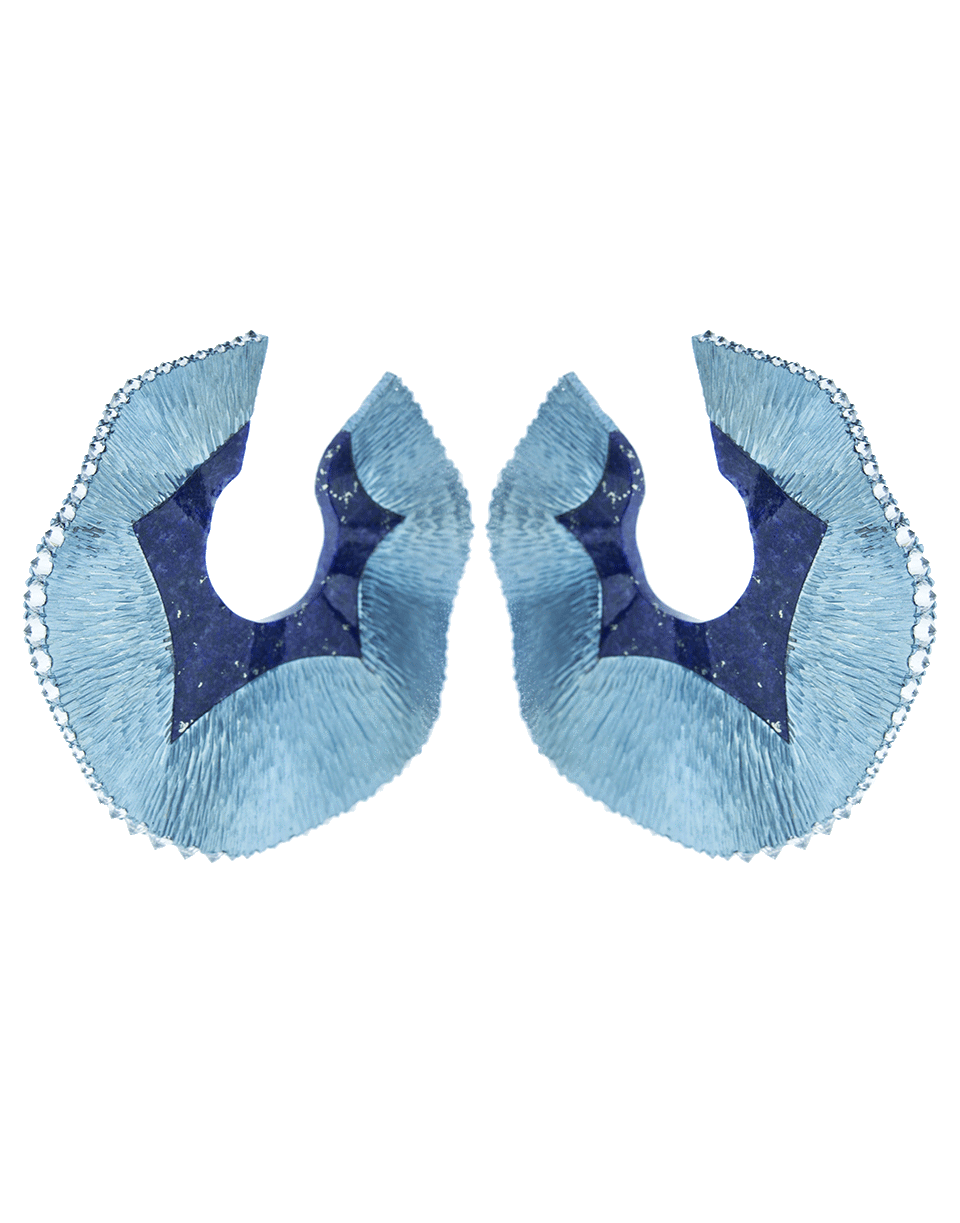 ARUNASHI-Medium Swirl Lapis Hoop Earrings-TITANIUM