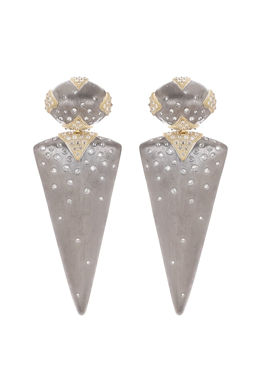 ARUNASHI-Reverse Set Diamond Earrings-TITANIUM
