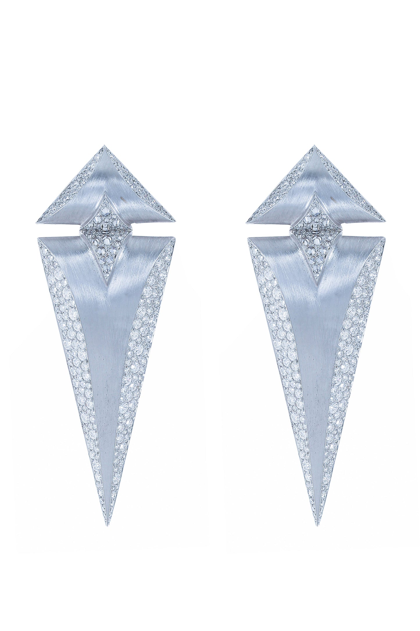 ARUNASHI-Diamond Triangle Earrings-WHITE GOLD
