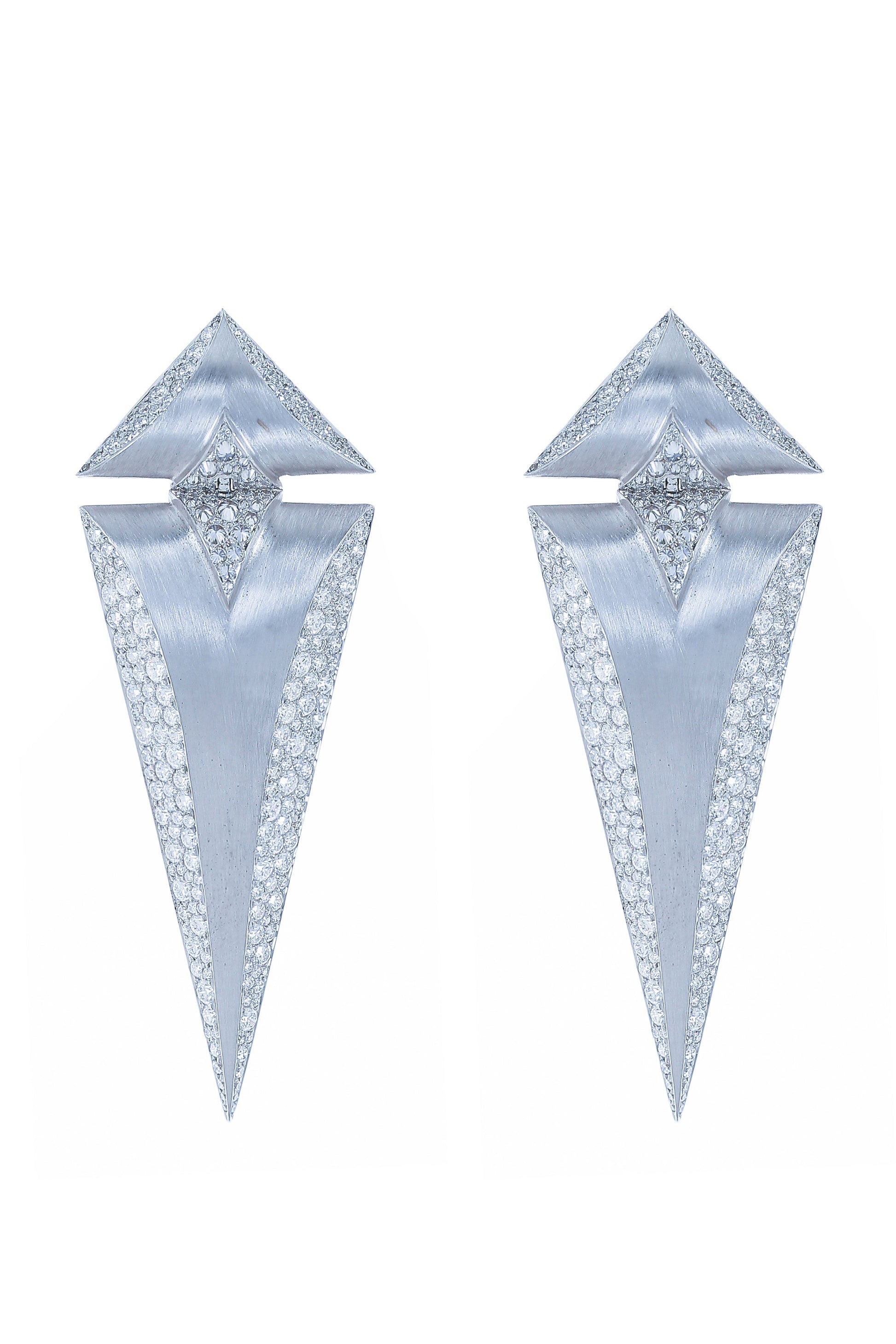 ARUNASHI-Diamond Triangle Earrings-WHITE GOLD