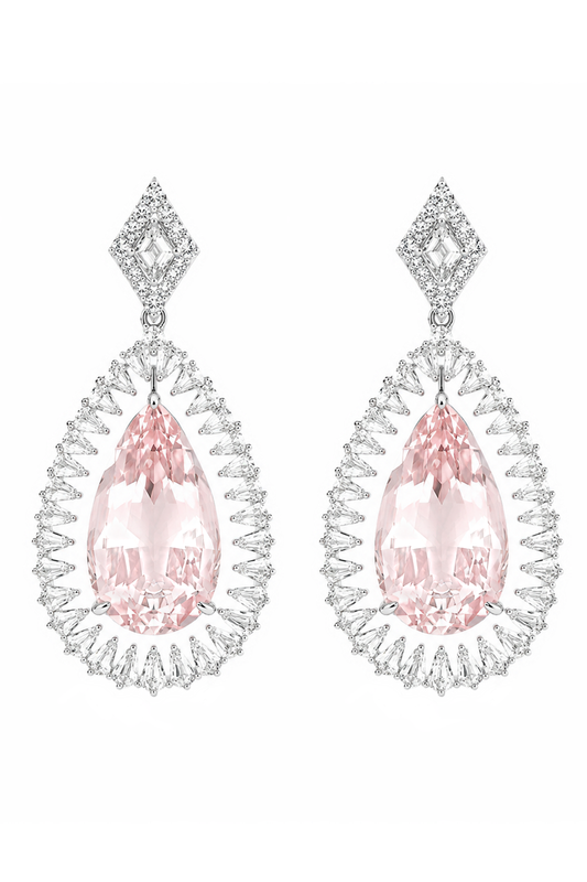 Morganite Diamond Drop Earrings