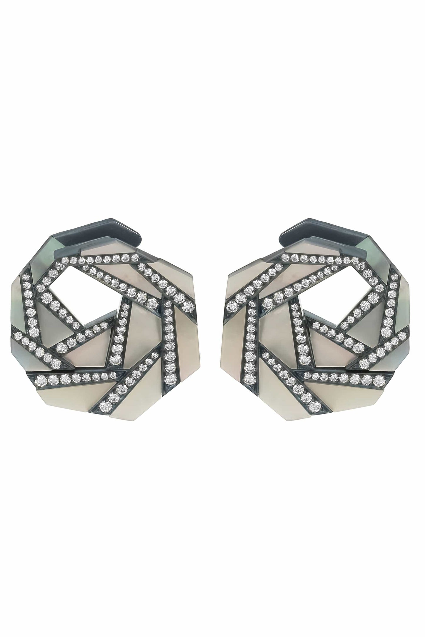 ARUNASHI-Origami Rose Earrings-WHITE GOLD