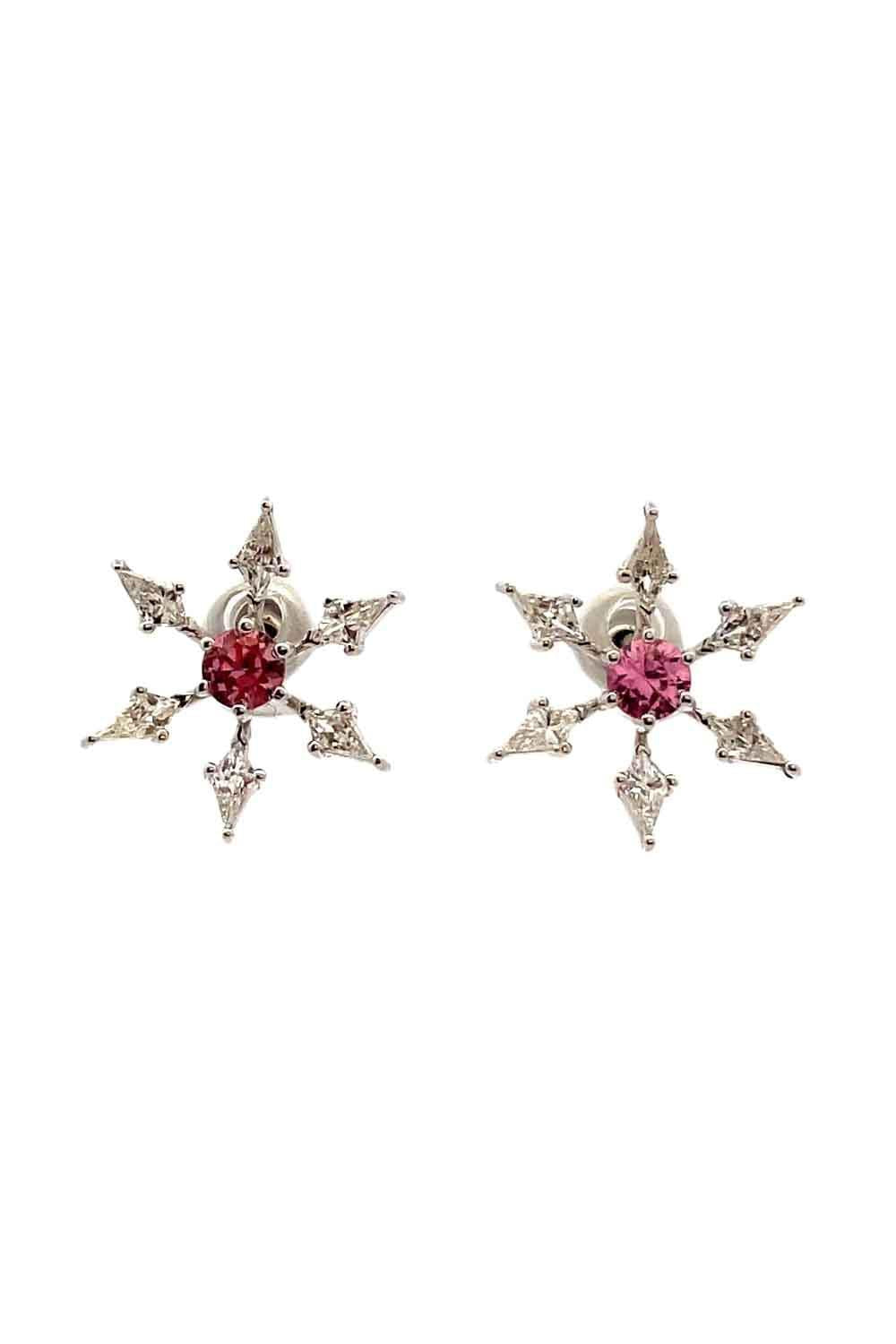 Padaparascha Diamond Kite Star Earrings-WHITE GOLD-JEWELRYFINE JEWELEARRING-ARUNASHI