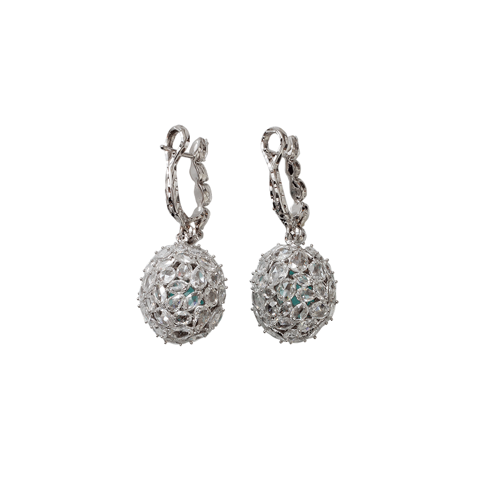 ARUNASHI-Paraiba And Rose Cut Diamond Earrings-WHITE GOLD
