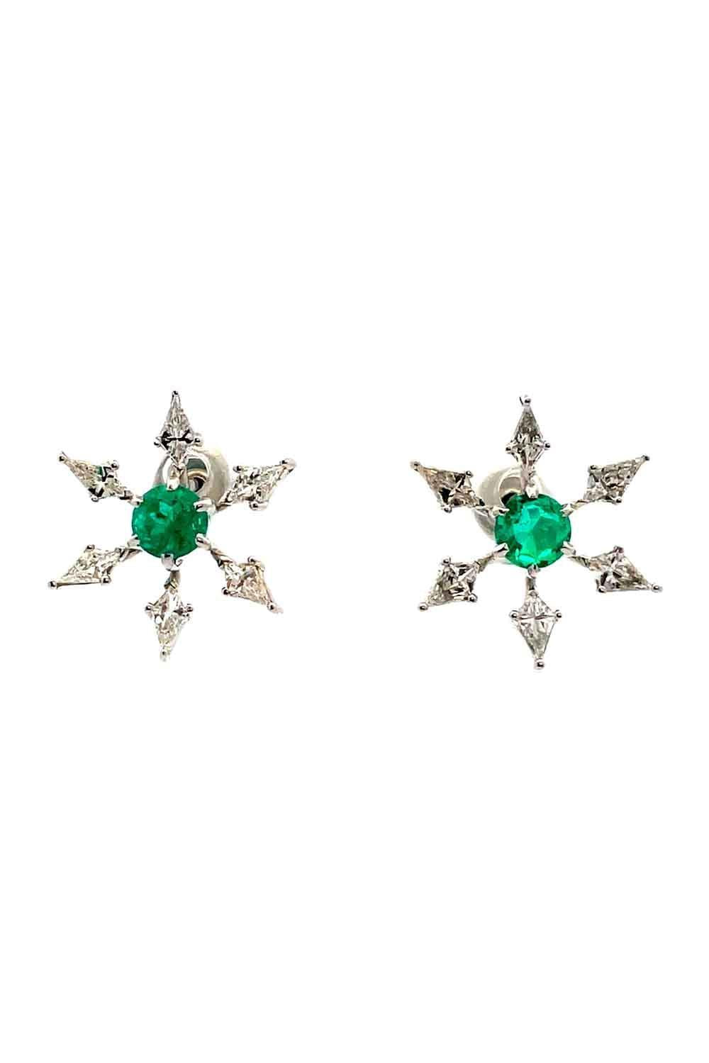 Paraiba Brazil Diamond Kite Stars Earrings-WHITE GOLD-JEWELRYFINE JEWELEARRING-ARUNASHI