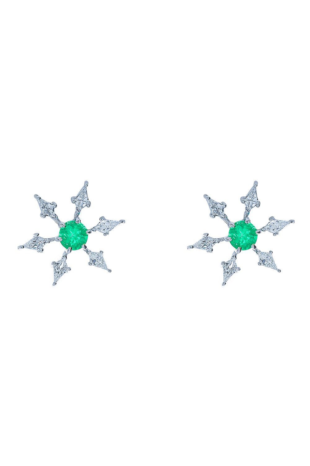 ARUNASHI-Paraiba Diamond Kite Star Earrings-WHITE GOLD